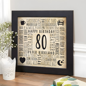 80th Birthday Present For Men Personalized Word Art Picture