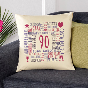 90th Birthday Gift Cushion