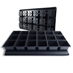 Plastic Plant Pots & Carry Trays - 9cm Square Black, 3
