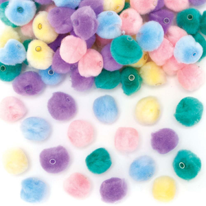 Rijg Pompoms in Pastelkleuren 