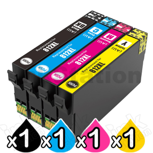 4 Pack Compatible for Epson 812XL (C13T05E192-C13T05E492) High Yield Ink Cartridge Combo [1BK,1C,1M,1Y]