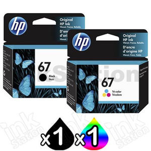2 Pack HP 67 Genuine Inkjet Cartridges 3YM56AA + 3YM55AA [1BK,1CL]