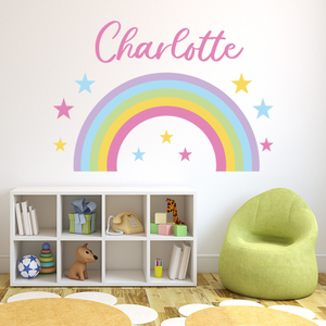 Personalised Name Rainbow &amp; Stars Wall Sticker