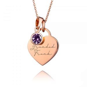 Rose Gold Handwriting Birthstone Necklace
