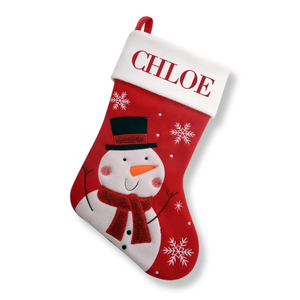 White Snowman Red Santa Stocking