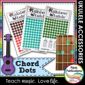 Rainbow Ukulele Colored Chord Dot Stickers - Pack of Chord Dot Stickers