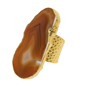 Ultra Mega Caramel Apricot Gemstone Adjustable Ring