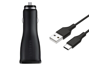 Samsung Adaptive Fast Charging Car Charger with USB-C to USB-A Cable - Black