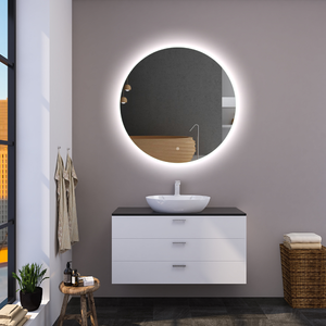 Ronde badkamerspiegel Dani zonder lijst met verwarming, Directe LED verlichting en touch sensor 80x80cm