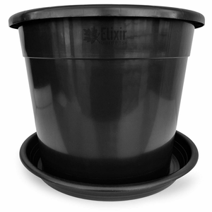 Black Recycled Plastic Plant Pots and Saucers | Various Sizes - 20Lt Pot + Saucer, 2