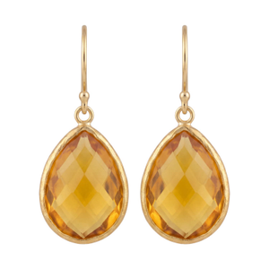 Petite Drop Earrings Citrine Hydro Gold