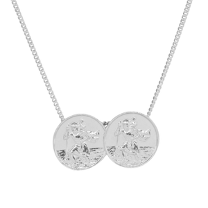 Double St Christopher Necklace In Silver