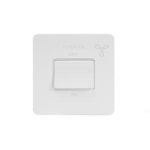 Soho Lighting White Metal Flat Plate 1 Gang Extractor Fan Isolator Switch 10A 1-Way 3-Pole White Insert