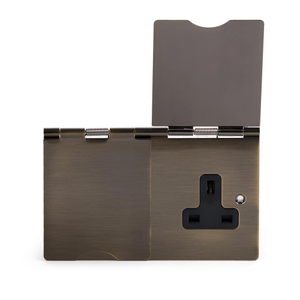 Soho Lighting Antique Brass 13A 2Gang Floor Socket Blk Ins