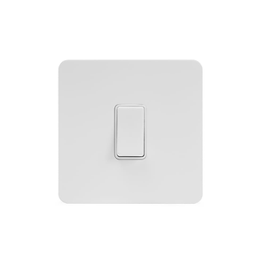 The Eldon Collection White Metal Flat Plate 1 Gang Light Switch 10A 2 Way White Inserts