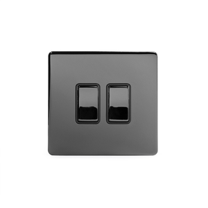 Soho Lighting Black Nickel 2 Gang 2 Way 10A Light Switch Blk Ins Screwless