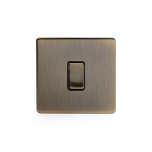 Soho Lighting Antique Brass 1 Gang Light Switch 2 Way 10A Black Insert