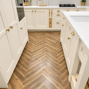 Sample of Lightly Smoked Oak Herringbone