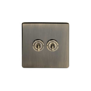 The Charterhouse Collection 2 Gang Toggle Switch 2-Way Antique Brass