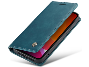 CaseMe Slim Synthetic Leather Wallet Case with Stand for iPhone 12 - Teal