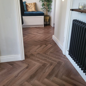 Sample of Mocha Oak Herringbone
