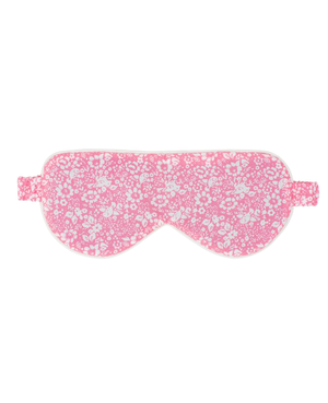 Women's White Pink Flower Print Cotton Eye Mask [RTC]