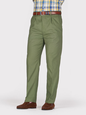 Green Pleated Chino Pants