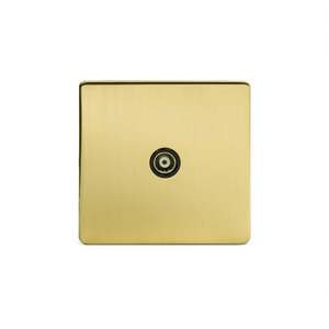 Soho Lighting Brushed Brass TV Coaxial Aerial Socket Black Ins Screwless