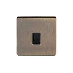 The Charterhouse Collection 1 Gang Data Socket RJ45 Ethernet Cat5/Cat6 Blk Ins Screwless Antique Brass