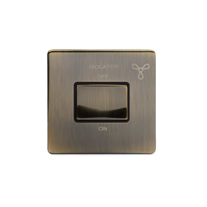 The Charterhouse Collection Extractor Fan Isolator Switch Black Insert Antique Brass