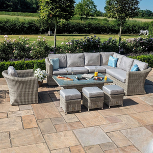 Maze - Oxford Deluxe Large Rattan Corner Dining Set with Rising Table & Armchair