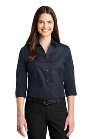 Port Authority LW102 Ladies 3/4-Sleeve Carefree Poplin Shirt