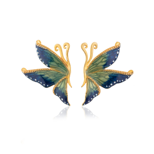 Green & Navy Blue Butterfly Earrings