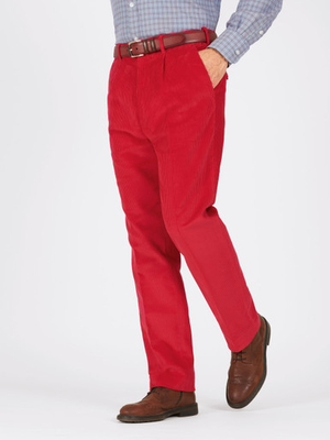 Red Pleated County Corduroy Pants