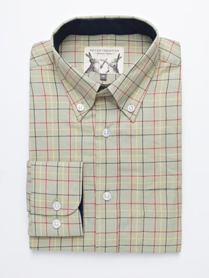 Green Button Down Colorful Tattersall Check Cotton Shirt