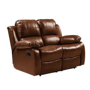 Valencia Tan Leather 2 Seater Manual Recliner Sofa