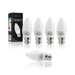 AURAGLOW 5w LED B22 Candle Light Bulb, Cool White - 40w EQV - 5 Pack