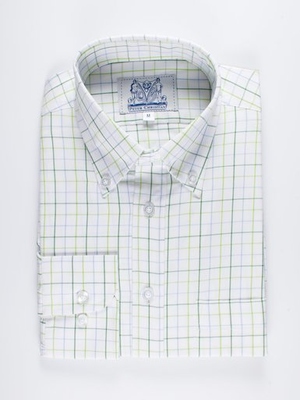 Green Button Down Collar County Tattersall Shirt