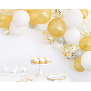 Gold, Silver & White Balloon Arch Kit