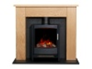 Adam Chester Stove Fireplace in Oak & Black with Sureflame Keston Electric Stove in Black, 39 Inch