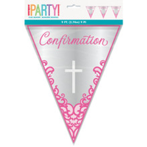 Pink Cross Confirmation Pennant Banner