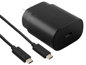 Genuine Samsung 25W USB-C Super Fast Charger with USB-C to USB-C cable - Black