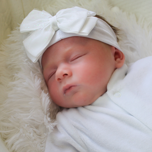 Baby Girl White Bow Headband With Glitter Detailing