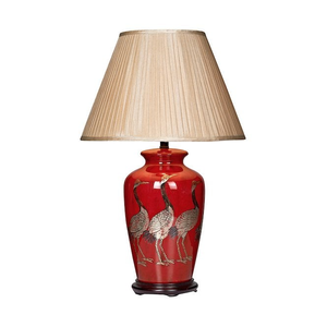 Dar BER4225 S1086 Bertha Bird Table Lamp With Taupe Silk Shade