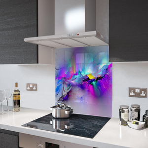 Rainbow Rain Mountain - Kitchen Glass Splashback With Fixing Holes - 90cm Wide x 75cm High