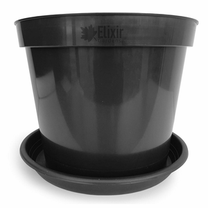 Black Recycled Plastic Plant Pots and Saucers (1L-80L Sizes) - 15Lt Pot + Saucer, 2