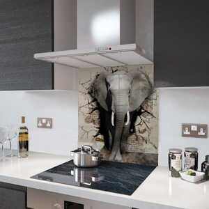 60cm x 75cm Digital Glass Splashback Elephant