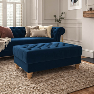 Montgomery Footstool in Navy Velvet