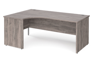 All Grey Oak Panel End Left Hand Ergonomic Desk 