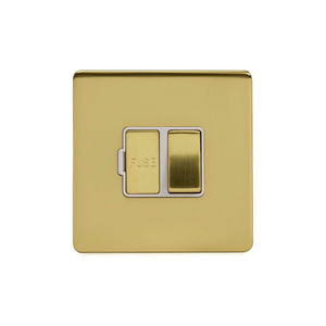 The Savoy Collection Brushed Brass 13A Switched Fused Connection Unit (FCU) Wht Ins Screwless
